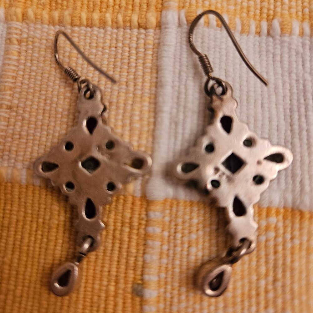 Sterling Silver Semi-Precious Stone Dangle Earrings - Picture 2 of 6